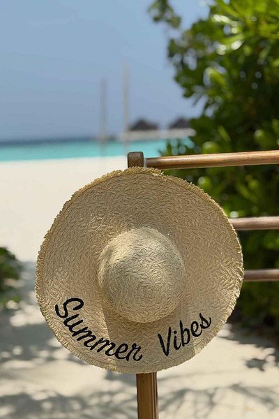 Ka Hijab Beige Summer Vibeswide Straw Hat