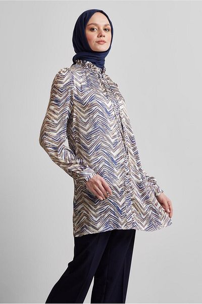Alvina Patterned Satin Tunic Model: 45401