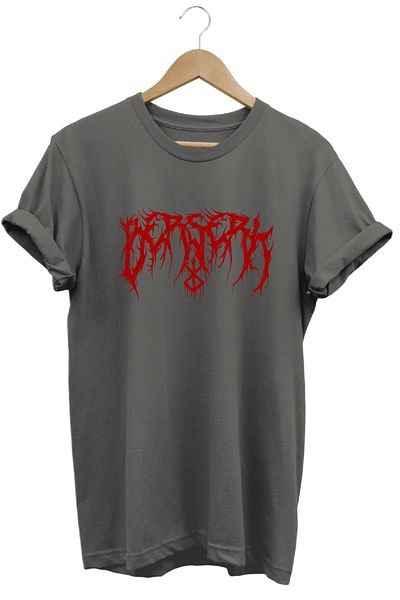remonz Μπλουζάκι Berserk Anime με μοτίβο με κοντό μανίκι βαμβακερό λαιμόκοψη ανθρακί