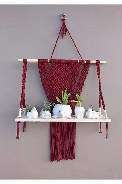 AOKKR Macrame Thread Roll, Cotton, Burgundy, 3 Mm X 100 M