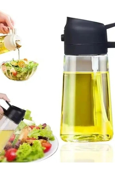 TRENDY Çift Fonksiyonlu Cam Yağdanlık Sıvıyağ Şişesi Sprey Yağlık Sirkelik