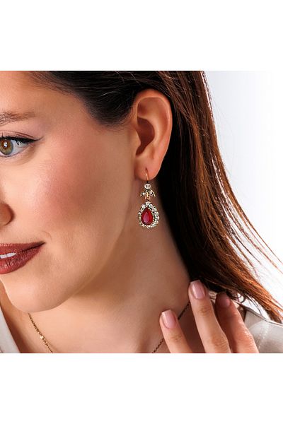 Atelier LEO Handmade Jewellery Hürrem Sultan Red Set Copper Hand Made Crystal Stone No Tarnishing Women's Jewelry Set