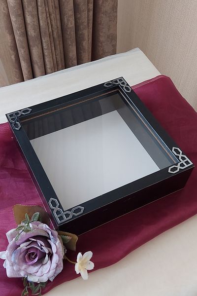 Verda Çerçeve 25x25 cm White Deep Memory Frame - 6 cm Depth Memory Frame Rose Box!Hkm Commerce