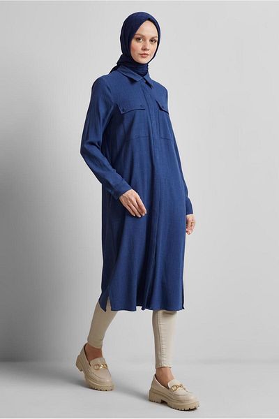 Alvina Shirt Collar Long Tunic 45346