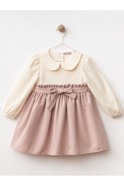 Cherrys Bebek FİYONKLU KETEN ELBİSE