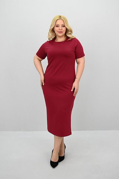 Koza Butik Women's Plus Size Short Sleeve Slit Detailed Basic Dress 5309-25