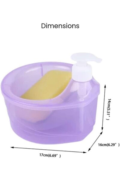 Generic Bisbell 2-in-1 Dish Soap Dispenser with Scrub Sponge, Blue,BB2070,Compact & Space-Saving Design