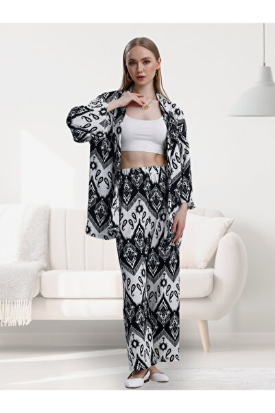 MOONBULL Kadın Desenli Kimono Takım