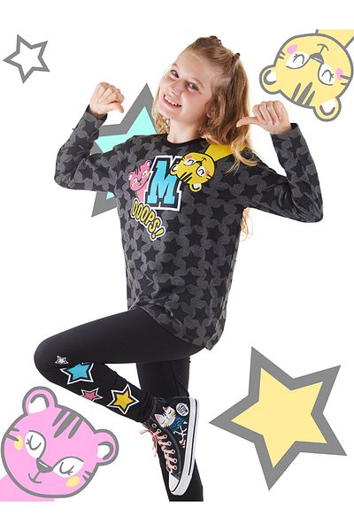 MSHB&G Star Patterned T-shirt and Leggings Set for Girls