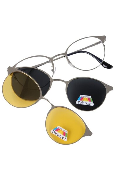 Max Polo نظارات شمسية مستقطبة مغناطيسية مكونة من 3 قطع باللون الفضي G25mp8004r02