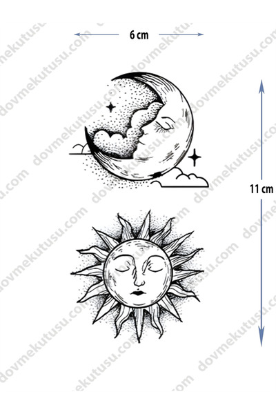 pivok Güneş Ay Bulut Geçici Dövme(STICKER)