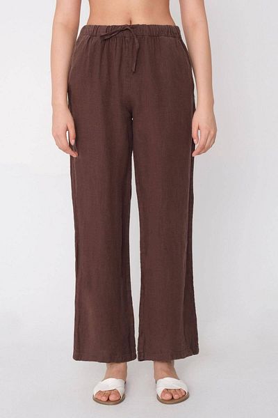Addax Waist Tie Linen Pants Pn4991-pnn