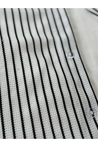 Altamira Men's White Short Sleeve Striped Waffle Shirt