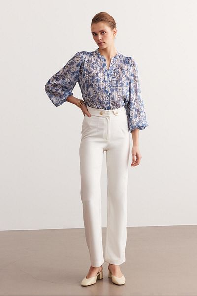 STELLA PULVIS White Belt Detailed High Waist Trousers