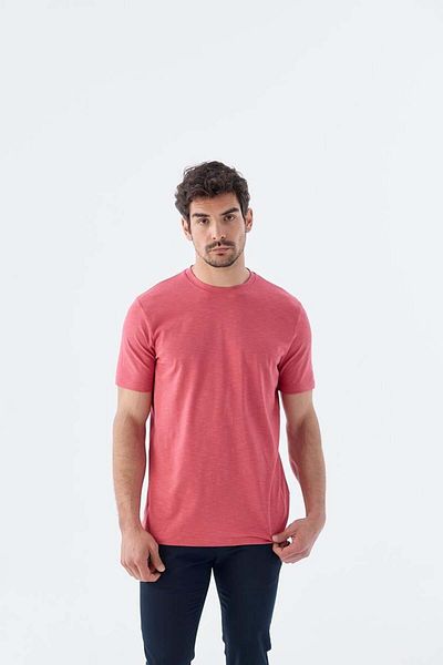 Jakamen Μπλουζάκι Ροζ Σαπφείρου Slim Fit Με Κοντό Μανίκι