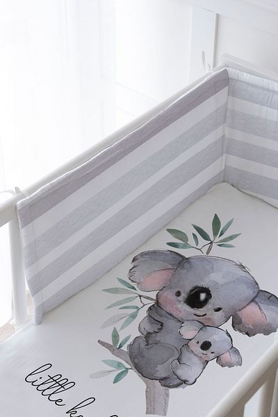 Tuğba Kuğu Baby Bedside Protector and Printed Sheet Sleeping Set - Pure Baby Series - Baby And Mother Koala