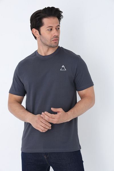 ERTA GOLD Ανδρικό βαμβακερό μπλουζάκι Smoked Crew Neck