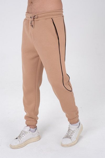 HYPERS Pantaloni de trening pentru bărbați, bej, cu nervuri