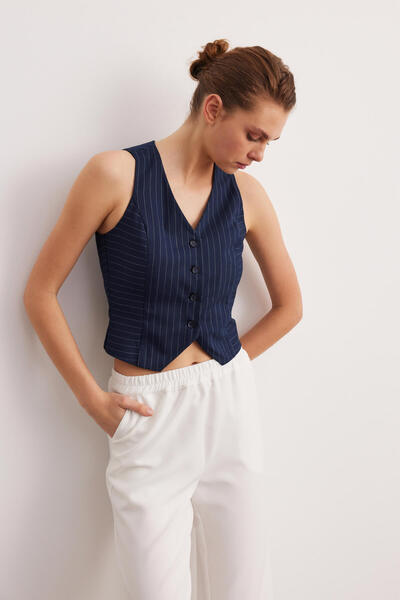STELLA PULVIS Синій жилет без підкладки в смужку