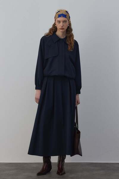 SENA GÜVEN Amber Astarlı Bomber Ceket Lacivert