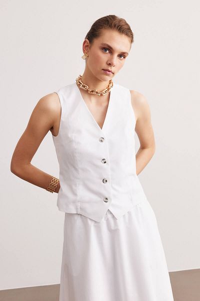 STELLA PULVIS White Lined Poplin Vest