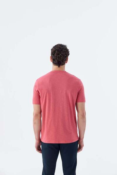 Jakamen Dusty Rose Slim Fit Crew Neck T-Shirt