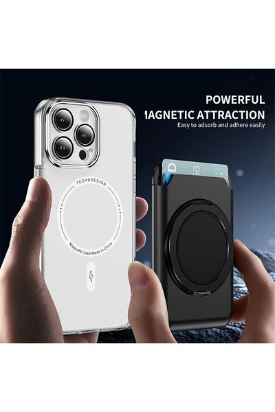MMPSHOP Magsafe Wallet Card Holder Magnetic Stand Card Holder Compatible with All Phones