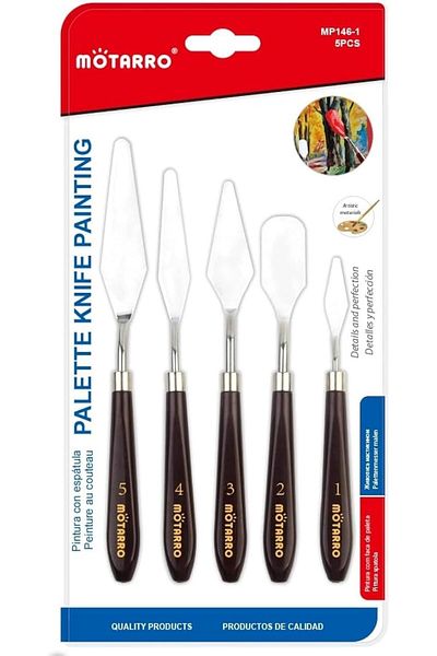 MOTARRO Painting Palette Knife Set Stainless Steel Blades with Wooden Handles