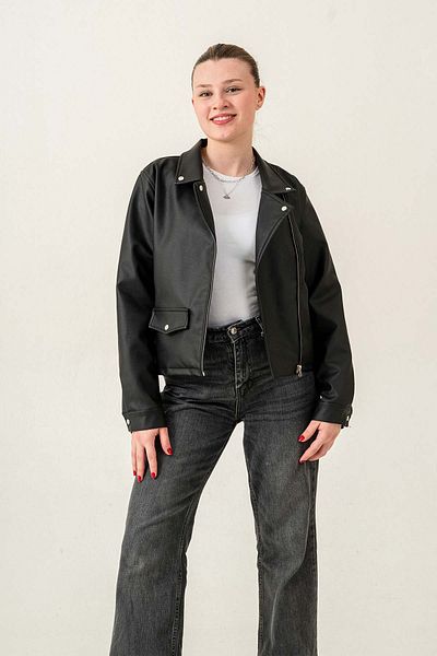 Gold Class Kidswear Double Pocket Lined Zippered Women's Leather Jacket