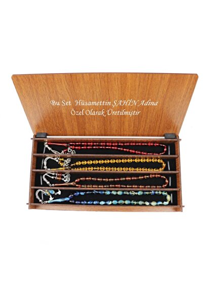 PİGADO İsmli Kutusunda 4 Adet Sıkma Kehribar Efsane Renkler Tesbih Set