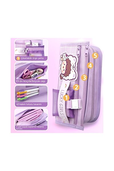 Adalinhome Kore Model Çok Katmanlı Fonksiyonel Makyaj Çantası