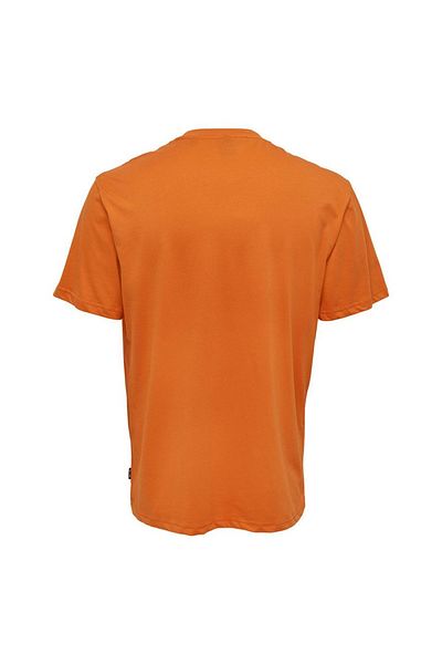ONLY O Collar Printed Orange Men's T-Shirt 22025271