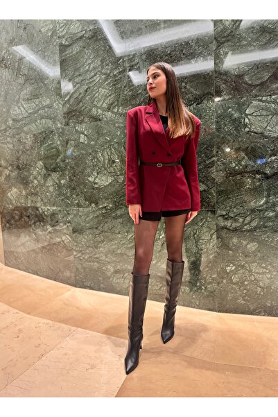 Home Bordo Asimetrik Blazer Ceket