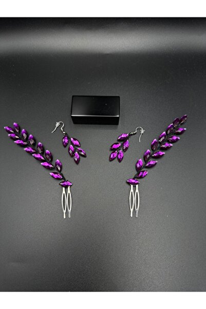 gelinmz Κομψό Σετ Μαλλιών και Σκουλαρίκια Φύλλων