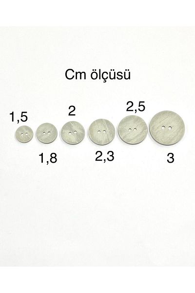 karantuhafiye Wooden Look Plastic Button / Set of 6 Light Gray/02741 / 1.8 cm