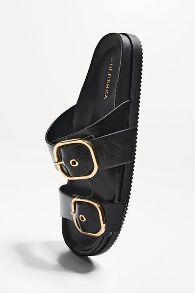 Bershka Flat slider sandals with buckles