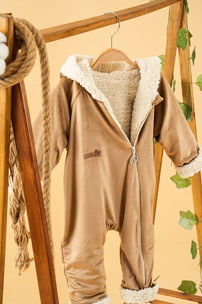 bombe Baby Kids Camel Hooded Furry Cotton Comfortable Jumpsuit Trend Fashion Jumpsuit