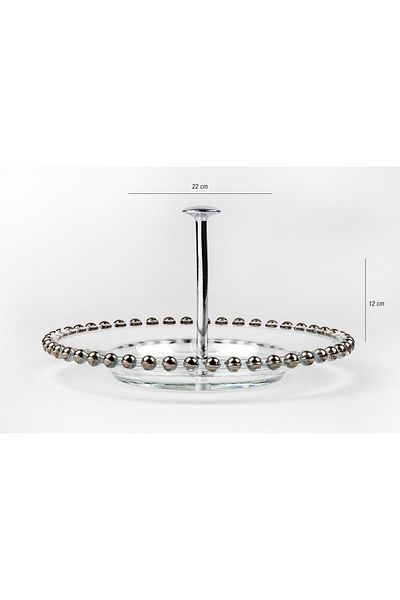 HERITAGE Silver Gilt Beaded Edged Shelf Glass Serving Plate 22 Cm