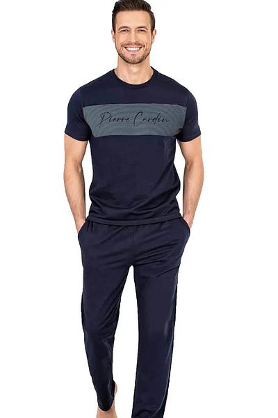 Pierre Cardin Ανδρικό κοστούμι πιτζάμες Navy Blue, 100% βαμβάκι