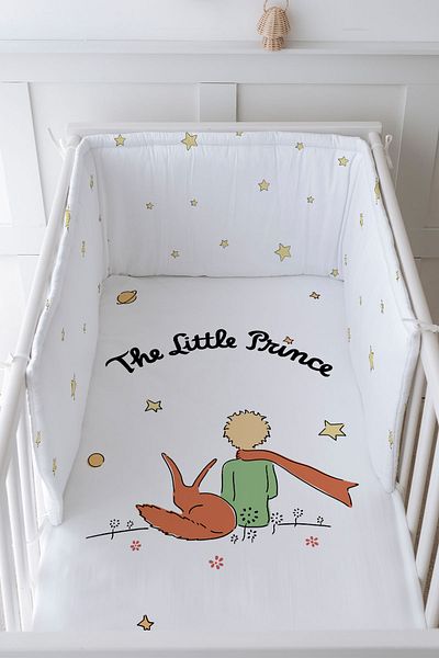 Tuğba Kuğu Baby Bedside Protector and Printed Sheet Sleeping Set - Pure Baby Series - Fox and Little Prince