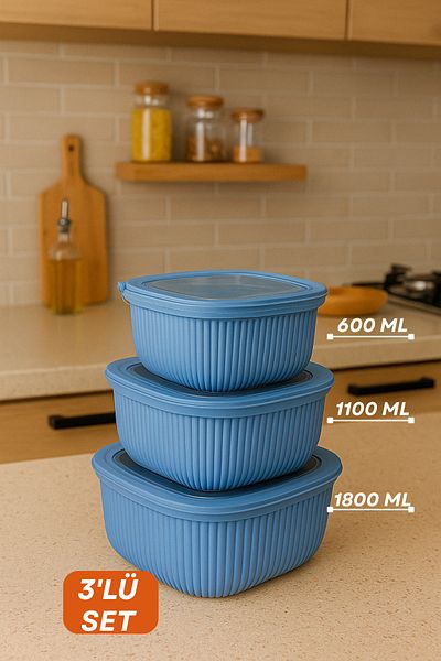 welcomein 3-Piece Colorful Lockable Lid Storage Container Diffuse Microwave and Refrigerator Compatible Organizer