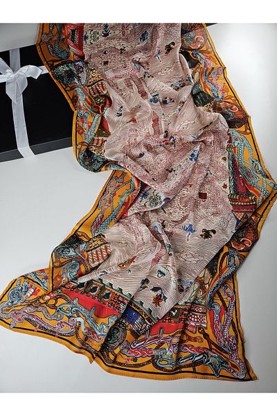 Webinay Home New Season Silk Voile Shawl Retro Ethnic Pattern