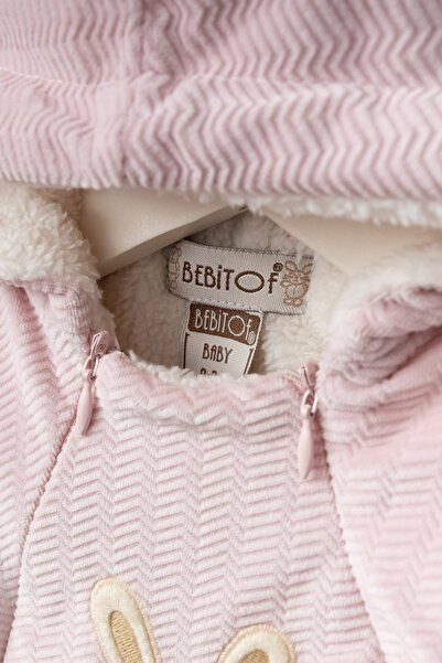 Bebitof Sevimli Tavşan Desenli Kapüşonlu Wellsoft Astarlı Astronot Kozmonot Tulum