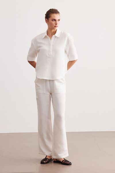 STELLA PULVIS White Cotton High Waist Pajama Pants