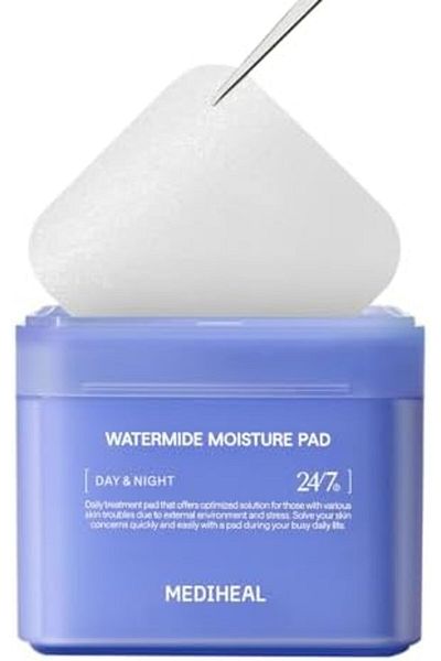 Mediheal Korean Watermide Moisture Pad 100 Pads | Day & Night Hydrating Toner Pads with Icelandic Gl