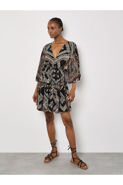 Apricot Kaftan-minikleid Mit Satinschal