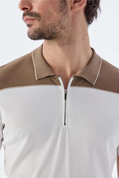 Jakamen Μπλουζάκι με γιακά πόλο με φερμουάρ Mink Slim Fit