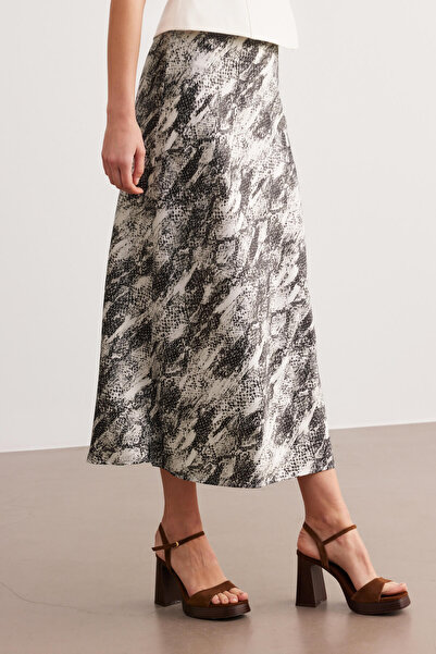 STELLA PULVIS Біла атласна спідниця середньої довжини з високою талією