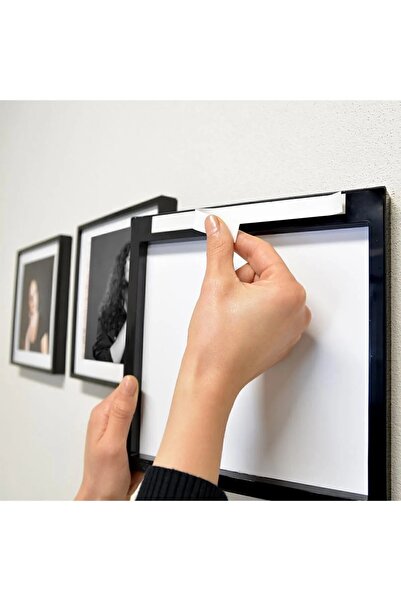 LİFE GLOBAL Sök Tak Kare Çerçeve Siyah ve Kendinden Yapışkanlı Pilli Aplik Lamba 4 LÜ SET PVC Li