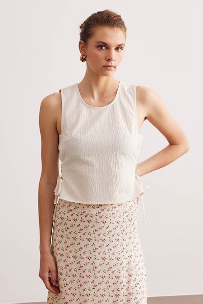 STELLA PULVIS Ecru Basic Drawstring Blouse